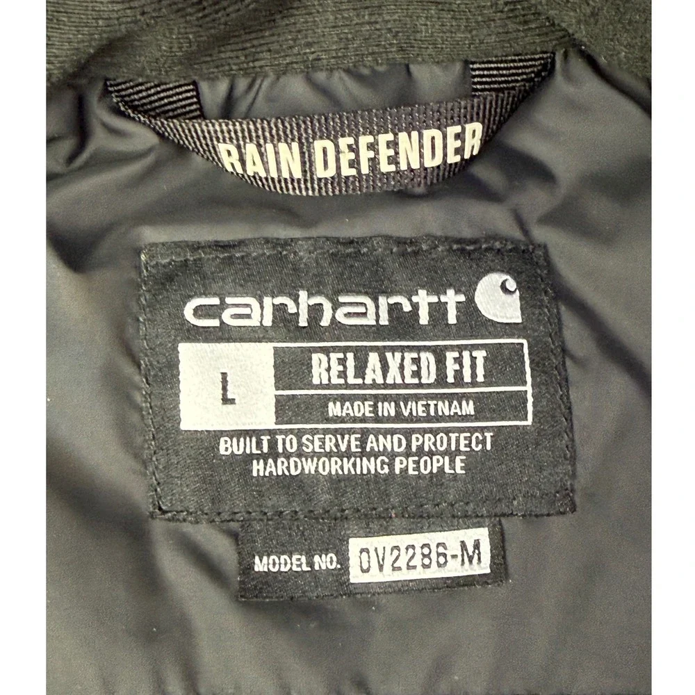 Carhartt Rain Defender Relaxed Fit Quilted Vest‎ Black Mens Large OV2286-M